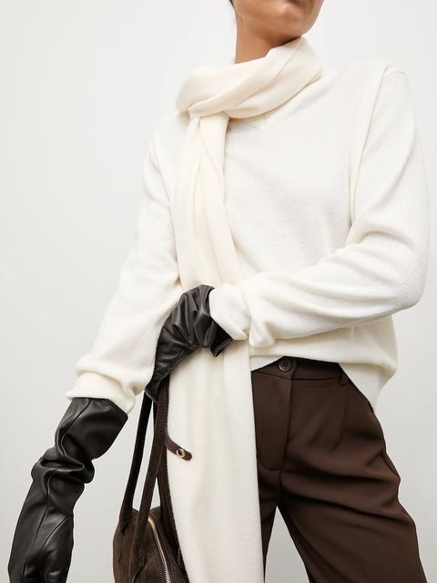 Answear.LAB sweter z wełny merino z szalem damski kolor beżowy lekki