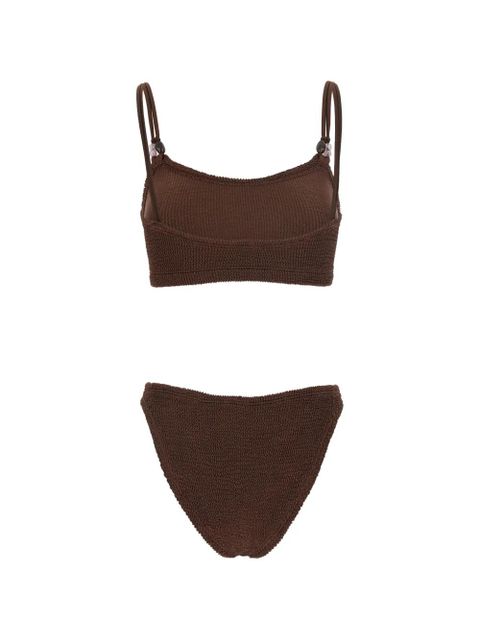 Hunza G Cassie bead-embellished crinkle-effect bikini - Brown - zdjęcie produktu nr 2