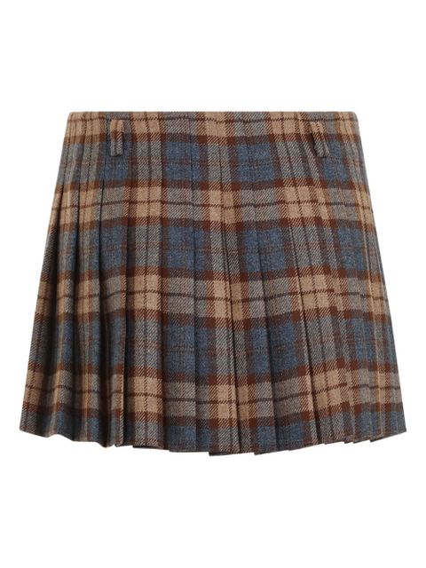 Prada checked wool mini skirt - Brown