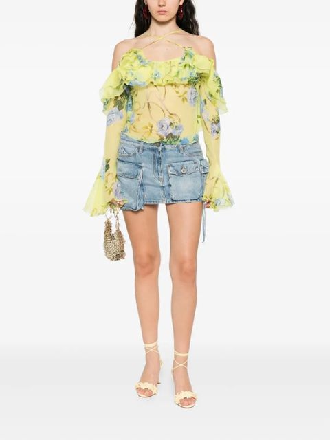 Blumarine floral-print ruffled blouse - Yellow