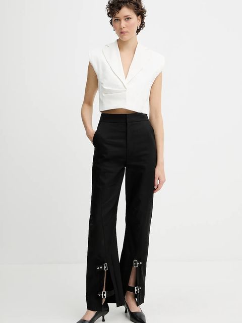 IRO spodnie bawełniane damskie kolor czarny proste high waist WM23MALLIA - zdjęcie produktu nr 2