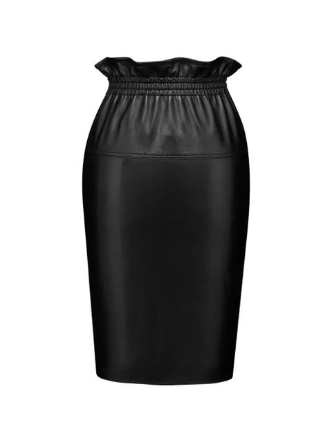 Saint Laurent ruffled-waist pencil midi skirt - Black - zdjęcie produktu nr 1