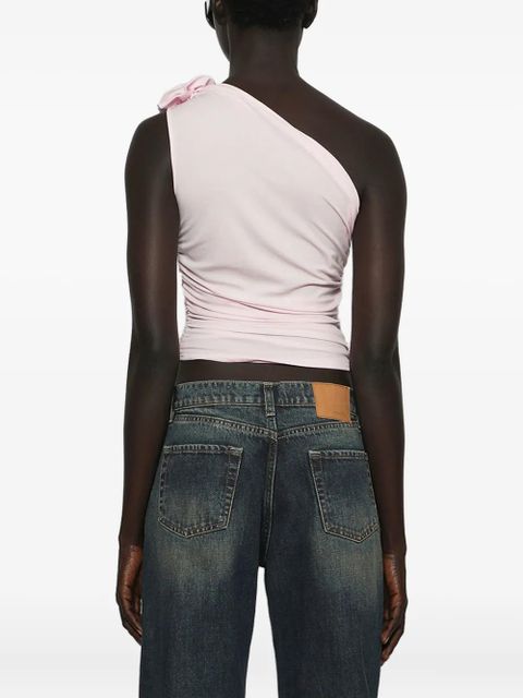 Magda Butrym rose-embellished one-shoulder top - Pink
