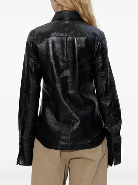 AMI Paris panelled leather shirt - Black