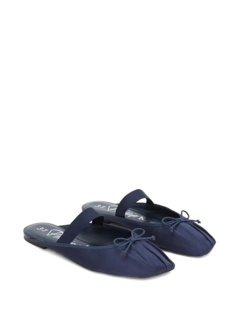 3.1 Phillip Lim bow-detail pleated mules - Blue - zdjęcie produktu nr 2