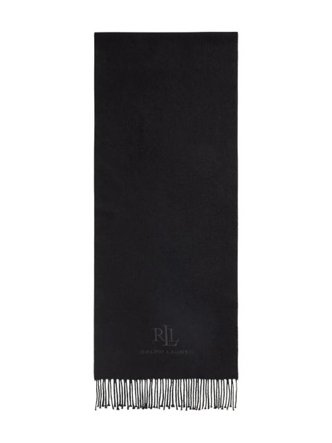 Lauren Ralph Lauren logo-embroidered fringed scarf - Black - zdjęcie produktu nr 1