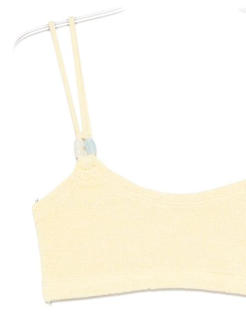 Hunza G bead-embellished seersucker bikini - Yellow