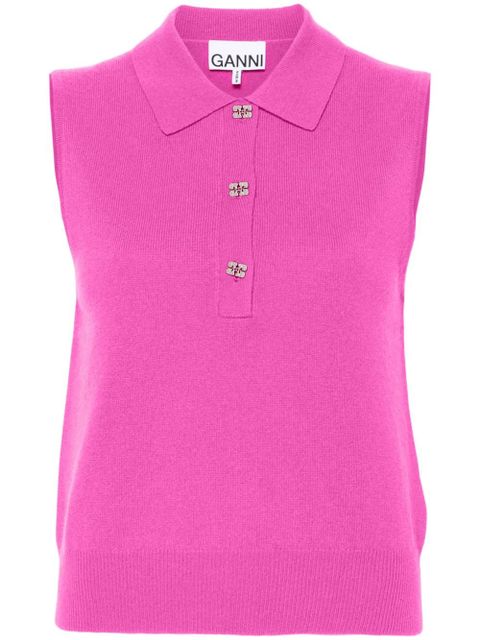 GANNI logo-buttons sleeveless top - Purple - zdjęcie produktu nr 1