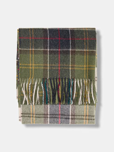 Barbour szalik wełniany damski kolor zielony wzorzysty LSC0477 - zdjęcie produktu nr 2