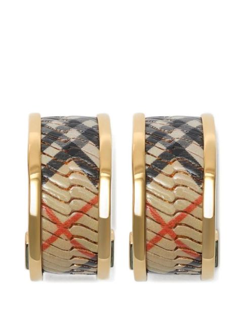 Burberry check-print hoop earrings - Gold - zdjęcie produktu nr 1