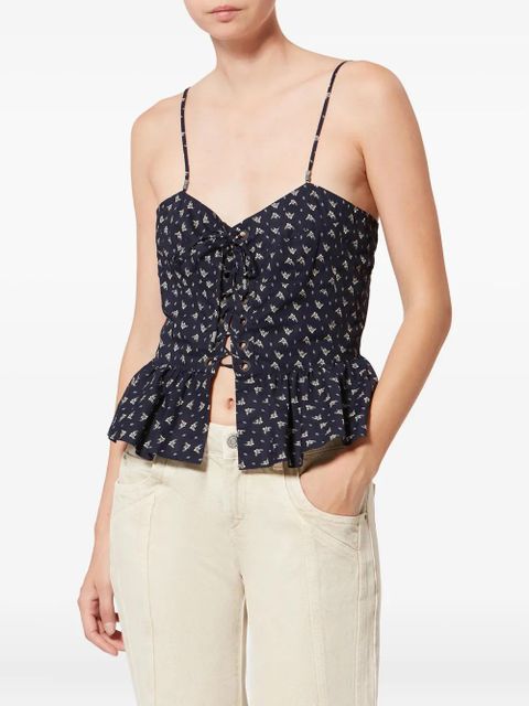 MARANT ÉTOILE Dolma floral lace-up top - Black