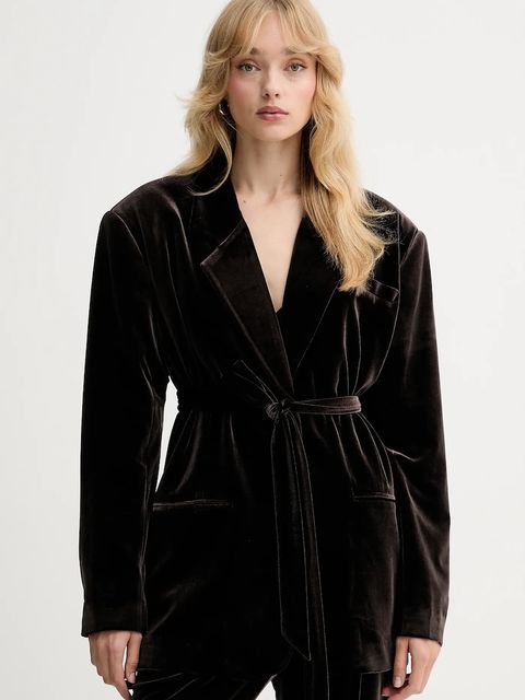 Gestuz marynarka welurowa kolor brązowy jednorzędowa gładka 10910717 - zdjęcie produktu nr 1