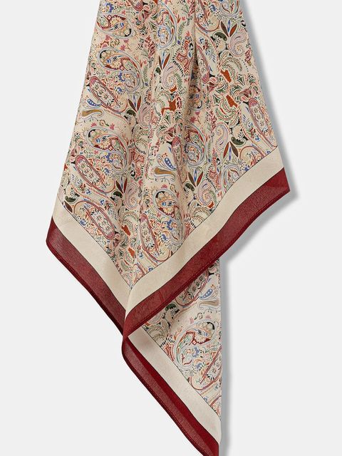 Answear.LAB apaszka jedwabna damska kolor czerwony wzorzysta