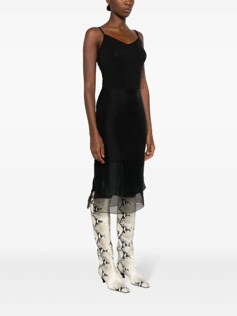 KHAITE layered semi-sheer silk skirt - Black