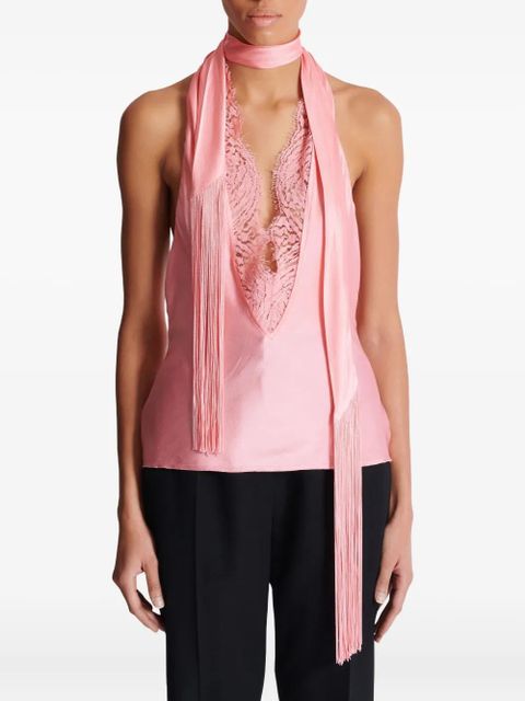 Balmain silk halterneck top - Pink