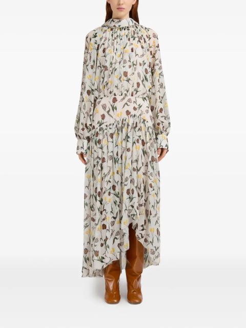 Marni floral-print ruffled dress - White - zdjęcie produktu nr 2