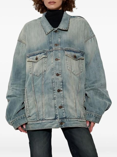 Balenciaga distressed detail denim jacket - Blue