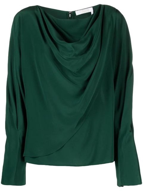 Chloé draped boat-neck silk blouse - Green - zdjęcie produktu nr 1