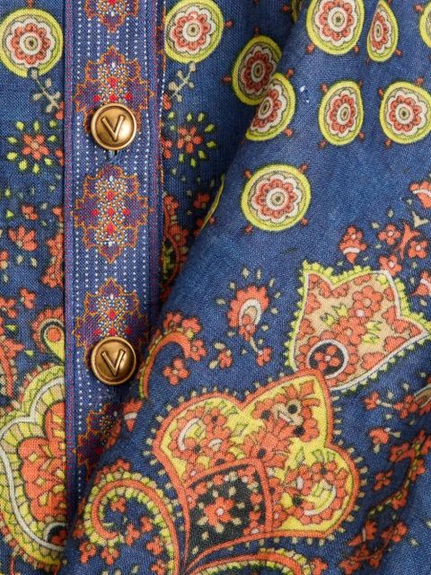 Valentino Garavani Medaglioni Voyage Imaginaire linen shirt - Blue - zdjęcie produktu nr 2