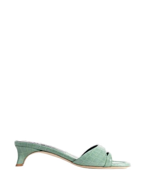 BY FAR Babygirl Fresh embossed slip-on mules - Green - zdjęcie produktu nr 1