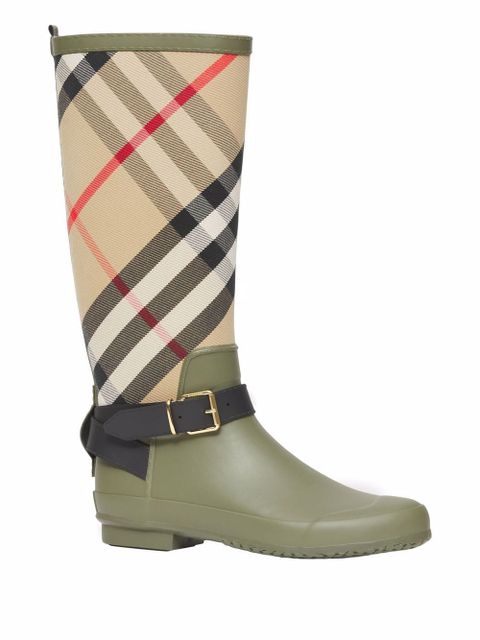 Burberry panelled House Check boots - Green