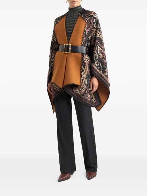 ETRO reversible patterned cloth cape - Brown