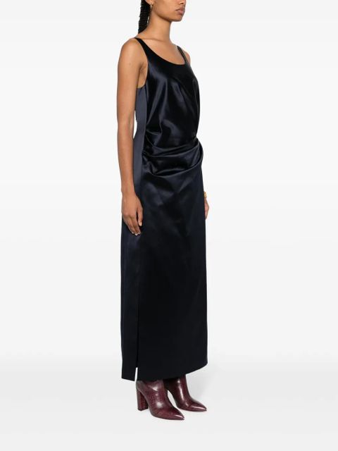 FENDI gathered silk dress - Blue