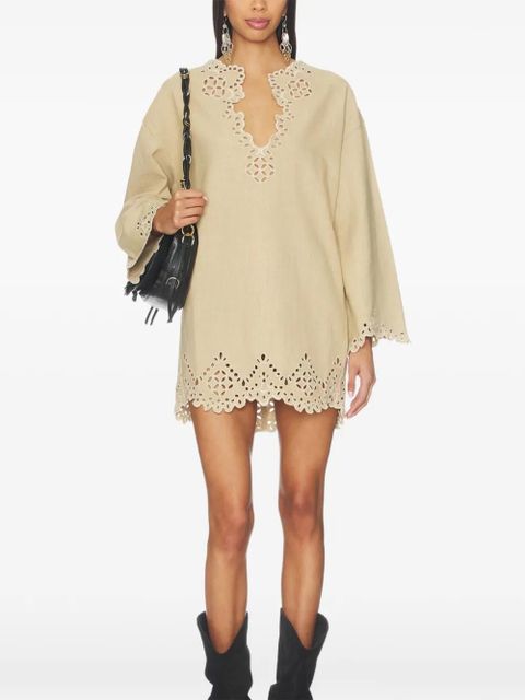 ISABEL MARANT Sherazade laser-cut V-neck mini dress - Neutrals