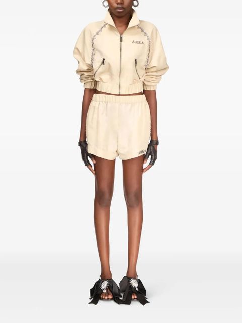 AREA crystal-embellished track shorts - Neutrals