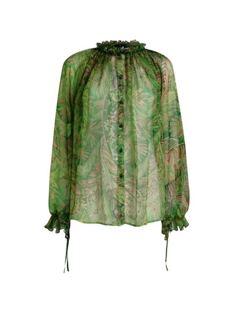 ETRO ruffled paisley-pattern shirt - Green - zdjęcie produktu nr 1