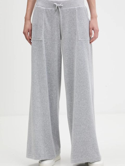 Juicy Couture spodnie dresowe welurowe damskie kolor szary melanżowe JCBBJ225803 - zdjęcie produktu nr 1