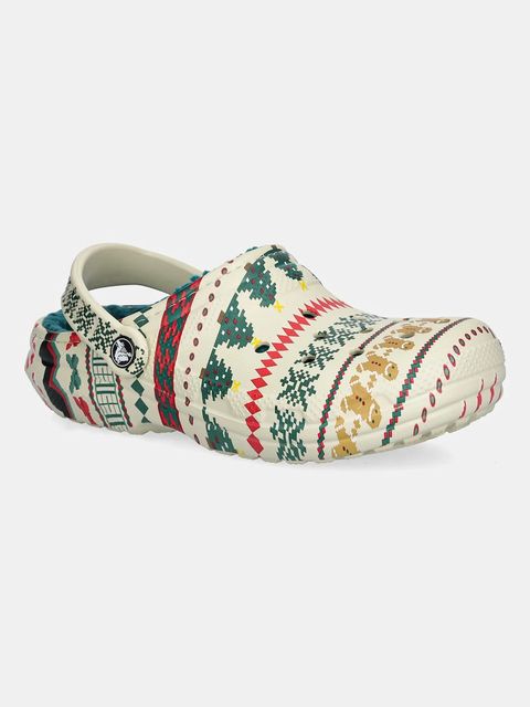 Crocs kapcie Classic Lined Fair Isle Clog kolor beżowy 212050