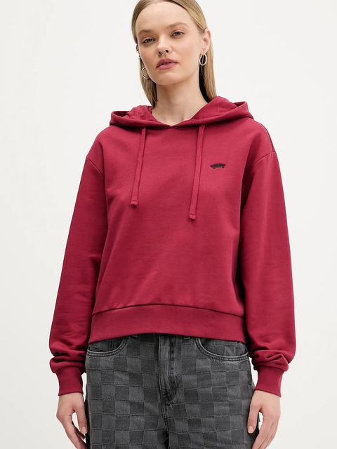 Vans bluza bawełniana damska kolor czerwony z kapturem gładka VN000P5PBRD1 - zdjęcie produktu nr 1