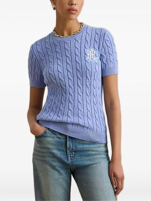 Lauren Ralph Lauren cable-knit intarsia T-shirt - Blue - zdjęcie produktu nr 1