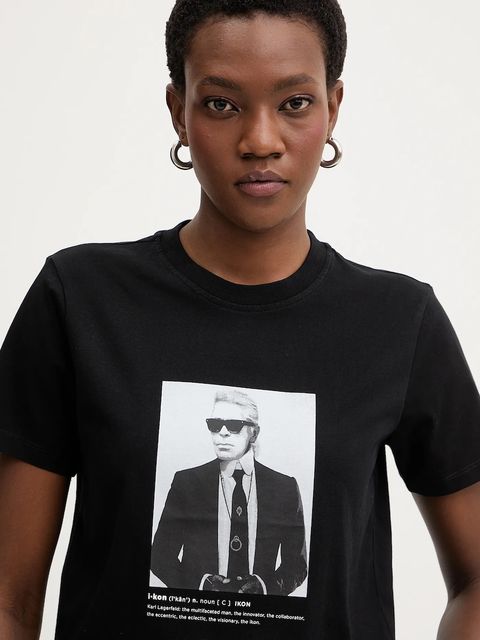 Karl Lagerfeld t-shirt bawełniany damski kolor czarny B1W17019