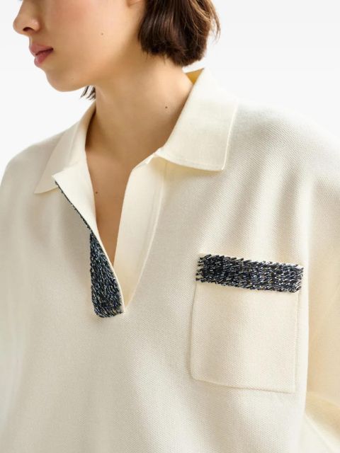 Essentiel Antwerp beaded-embellished polo shirt - White