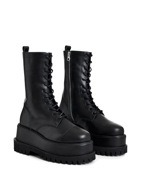 Essentiel Antwerp platform lace-up combat boots - Black