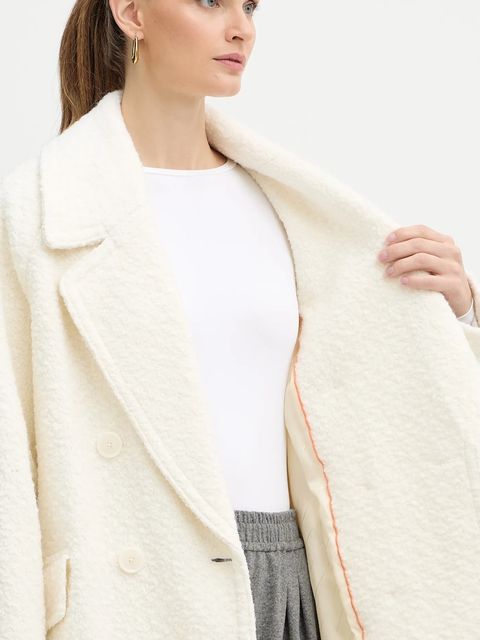 BOSS Orange płaszcz z dodatkiem wełny kolor biały 50548664