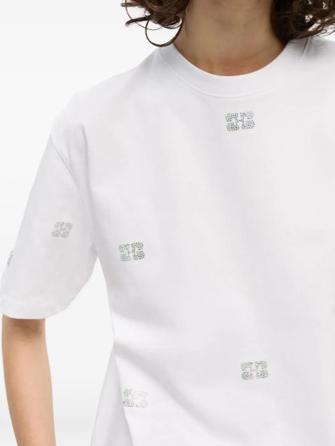 GANNI rhinestone-embellished cotton T-shirt - White - zdjęcie produktu nr 2