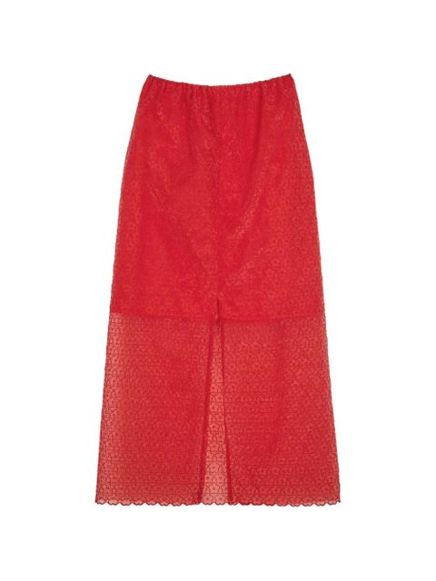 Cecilie Bahnsen Bala floral-lace midi skirt - Red - zdjęcie produktu nr 2