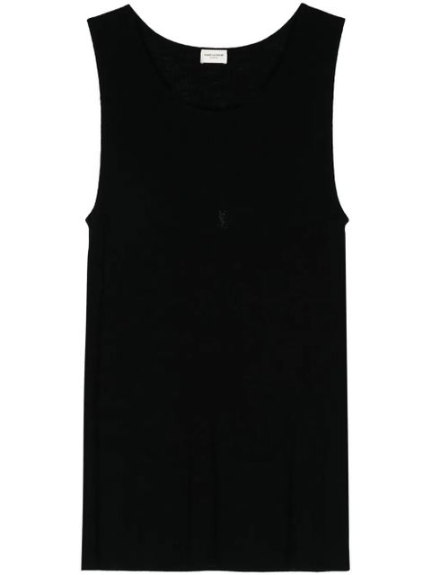 Saint Laurent logo-embroidered wool tank top - Black - zdjęcie produktu nr 1
