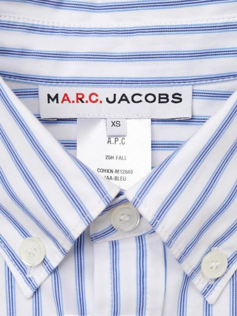 Marc Jacobs striped-cotton pocket-embroidered shirt - Blue