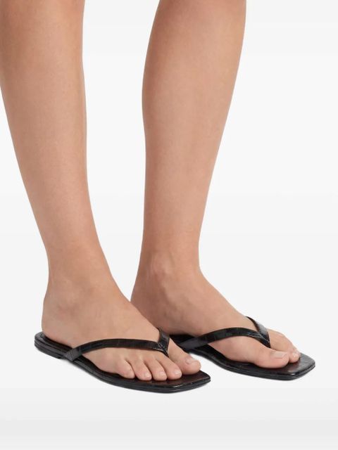 TOTEME croco-embossed flip flops - Black