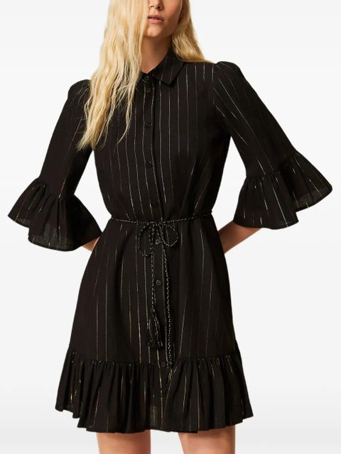 TWINSET pinstriped ruffled mini dress - Black - zdjęcie produktu nr 2