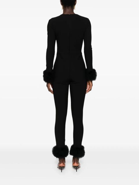 Blumarine feather-trim jumpsuit - Black