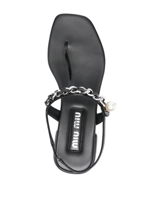 Miu Miu pearl-detail flat sandals - Black