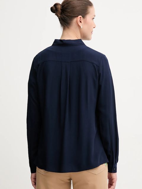 United Colors of Benetton koszula damska kolor granatowy regular z kołnierzykiem klasycznym 5WPWDQ0B0