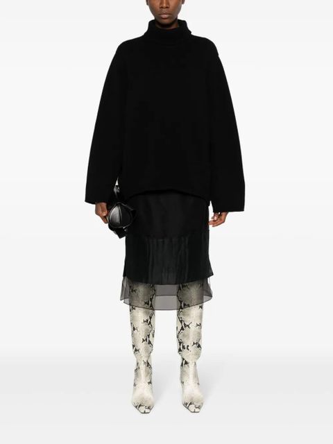 KHAITE layered semi-sheer silk skirt - Black - zdjęcie produktu nr 2