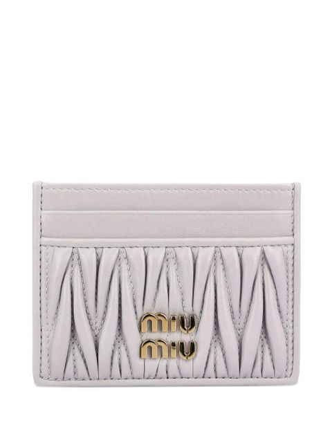 Miu Miu Matelassé logo-plaque card holder - Purple - zdjęcie produktu nr 1