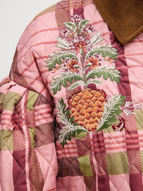 Barbour kurtka x Farm Rio kolor różowy przejściowa oversize LQU1871